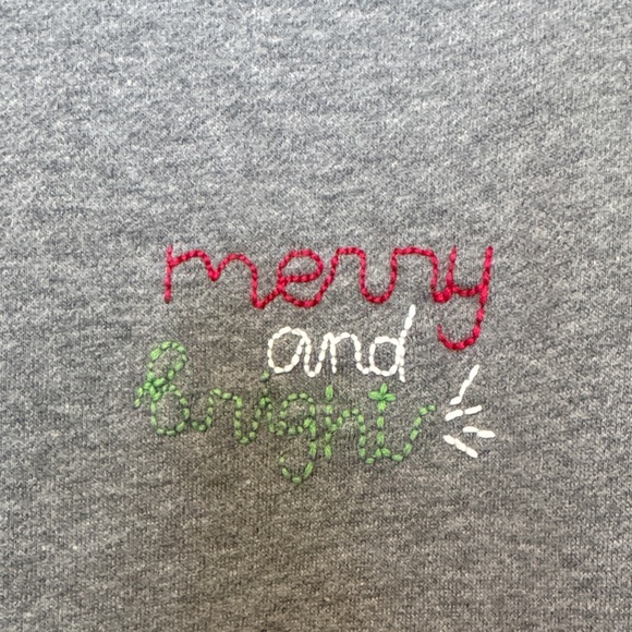 Amazon Essentials Dark Gray Crewneck Sweater with Hand Embroidered Front - Picture 3 of 4